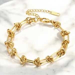 18K Gold PVD Plated Knot Chain Bracelet